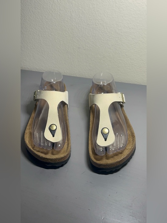 Birkenstock Shoes - Birkenstock Gizeh Cream T-Strap Sandals